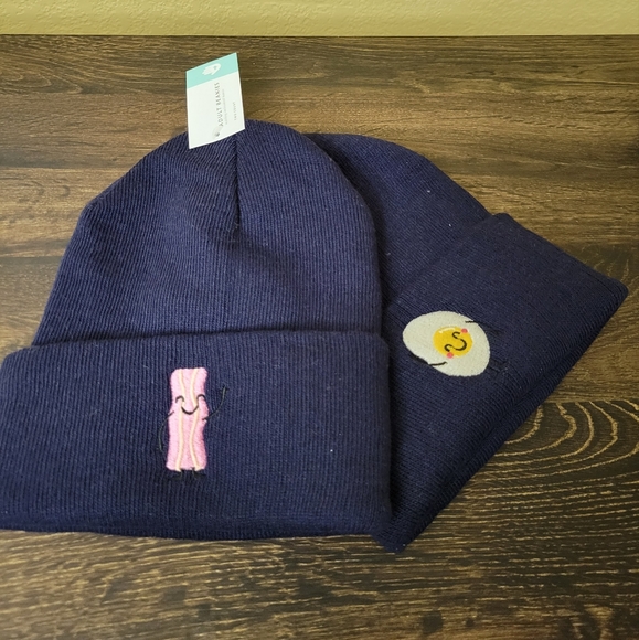 Bacon Eggs Couples Beanie 2 Piece Set Valentine Day Gift NEW Matching Adult - Picture 1 of 11